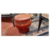 Antique Chinese red-lacquered bucket
