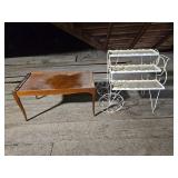 Vintage Wooden Tray & 3-Tier Plant Stand