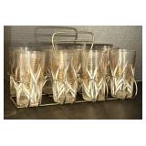 Vintage Wheat Pattern Glass Set w/ Rack