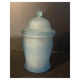 Vintage Indiana Glass Blue Frosted Candy  Jar