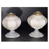 (2) Milk Glass Oil Lamps Bases Lot