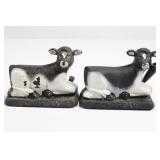 (2) Carl Akey Holstein Cow Cast Iron Pen Holders