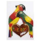 Wood Parrots Colorful Wall Hanging One Love