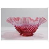 Fenton Cranberry Opalescent Hobnail Bowl