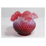 Fenton Cranberry Opalescent Hobnail Bowl