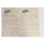 1897 Handwritten Letter Fort Wayne IN Hotel