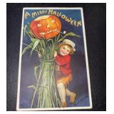 ORIGINAL 1911 Embossed Halloween JOL Postcard