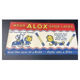 Vintage ORIGINAL Alox Shoe Laces Advertising Sign