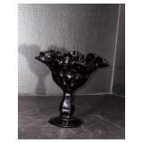 Fenton Black Amethyst Glass Thumb Candy Dish