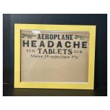Vintage ORIGINAL AEROPLANE Headache Tablets Sign