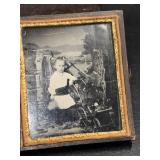 Antique Tintype Photo - Child / Baby Carriage