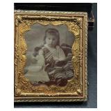 Antique Tintype Photo - Native Girl / White Doll