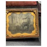 Antique Tintype Photo - Lady / Horse / Wagon