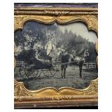 Antique Tintype Photo - Lady / Horse / Carriage