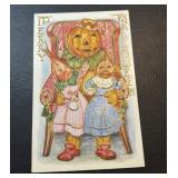 UNUSED Vintage Embossed Halloween JOL Postcard