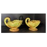 (2) Vintage Haeger Pottery Seashell Planters
