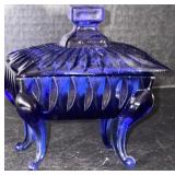 Vintage Cobalt Blue Footed Candy Dish