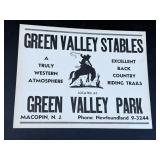 Vintage Green Valley Stables Advertising Sign