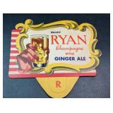 NOS Vintage Ryan Ginger Ale Soda Advertising Sign