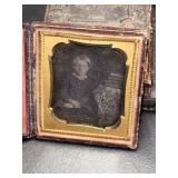 Antique Daguerreotype Photo - Girl / Books