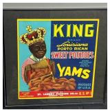 NOS Framed Black Americana King Yams Label