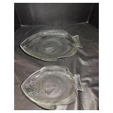 (2) Vintage Glass Fish Platters Lot