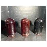 (3) Vintage Industrial Red Glass Light Globes Lot