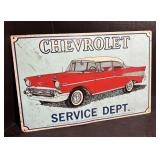 Embossed Chevrolet Service Dept. Advertising Sign