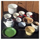 Large Vintage Enamelware Kitchen Lot
