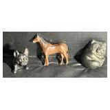 Cast Iron Animals Lot - Bulldog - Horse - Bear