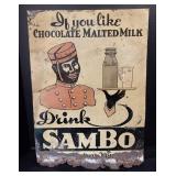 ORIGINAL SAMBO Chocolate Milk Advertising Sign