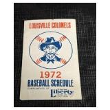 Vintage 1972 Louisville Colonels Baseball Schedule