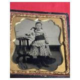 Antique Encased Tintype Girl / Doll Photo