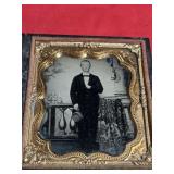 Antique Encased Ambrotype Gentleman / Hat Photo
