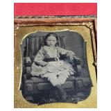 Antique Encased Tintype Girl / Mission Chair Photo