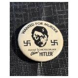 Vintage Hitler - WANTED FOR MURDER Pinback Button