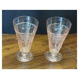 (2) Pink Depression Ornate Parfait Glasses Lot