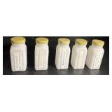 Vintage Griffith Milk Glass Art Deco Spice Jars