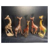 Assorted Hand Carved Wooden Giraffe Lot