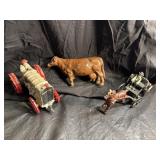 Cast Iron Tractor / Cow / Amish Figure Lot