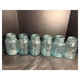 (6) Quart Blue Ball Jars Lot