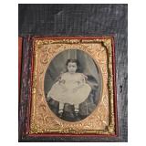 Antique Pink Bows Girl Tintype Photo