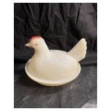Vintage Small Milk Glass Hen on Nest