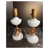 (2) Vintage Baby Blue Glass Lamps