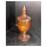 Imperial Glass Crackle Marigold Covered Candy Bowl