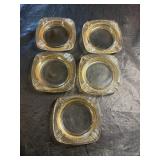 (5) Vintage Marigold Glass Ashtrays Lot