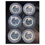 (6) Currier & Ives Royal China Harvest Plates