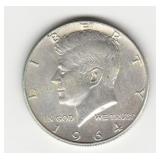 Silver 1964D Kennedy Half Dollar Coin