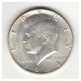 Silver 1964D Kennedy Half Dollar Coin
