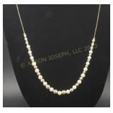 14k Necklace with Gold Beads and Pearls